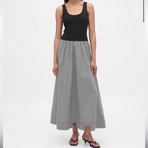 Gap Mixed Media Drop Waist Gingham Dress